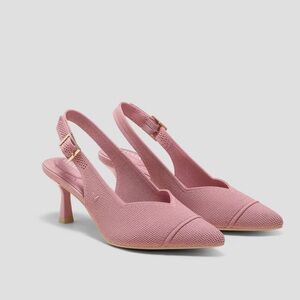 Vivaia Pointed Toe Slingback Kitten Heels Knit Pumps in Pink US 10.5 EU41.5